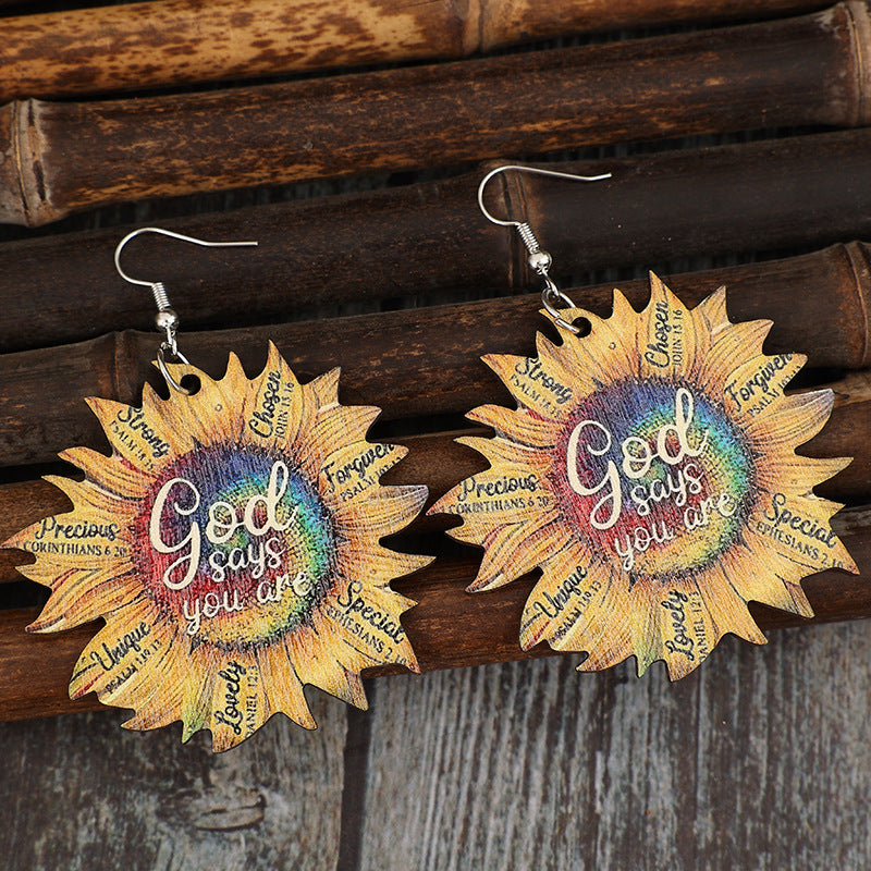 Floral Cross Wood Earrings - product image 4