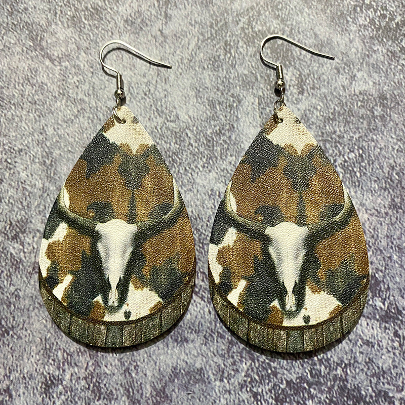 Western Boho Vintage Cross Leather Earrings