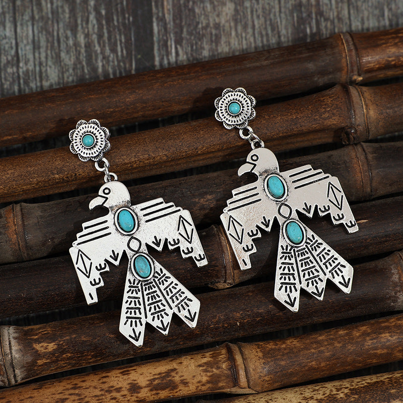 Turquoise Vintage Floral Cross Earrings - product image 3
