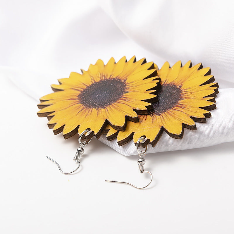 Floral Wood Earrings