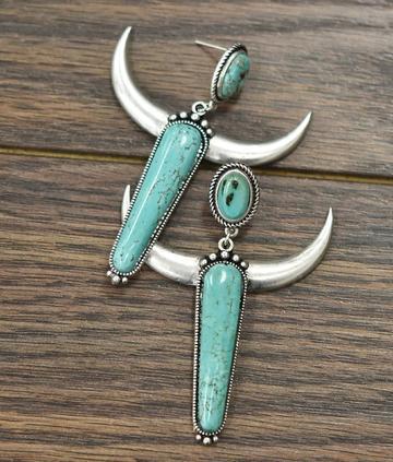 Turquoise Vintage Cow Skull Earrings - product image 1