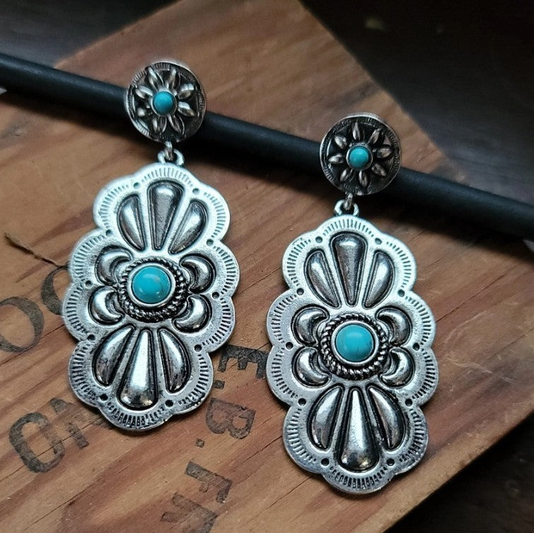 Turquoise Vintage Cross Earrings - product image 5