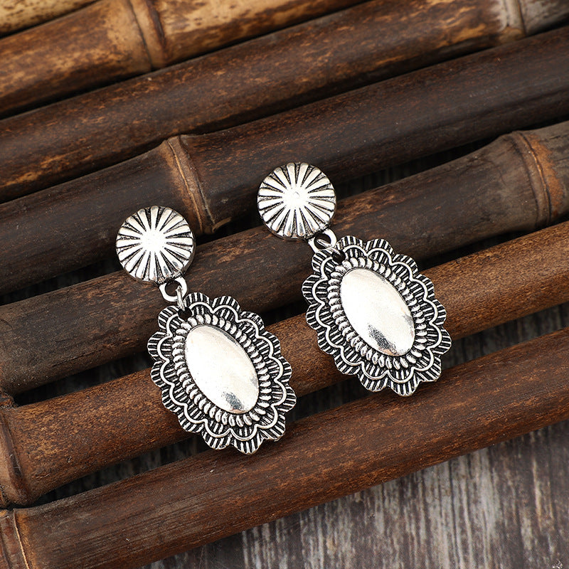 Boho Vintage Geometric Floral Cross Earrings - product image 4