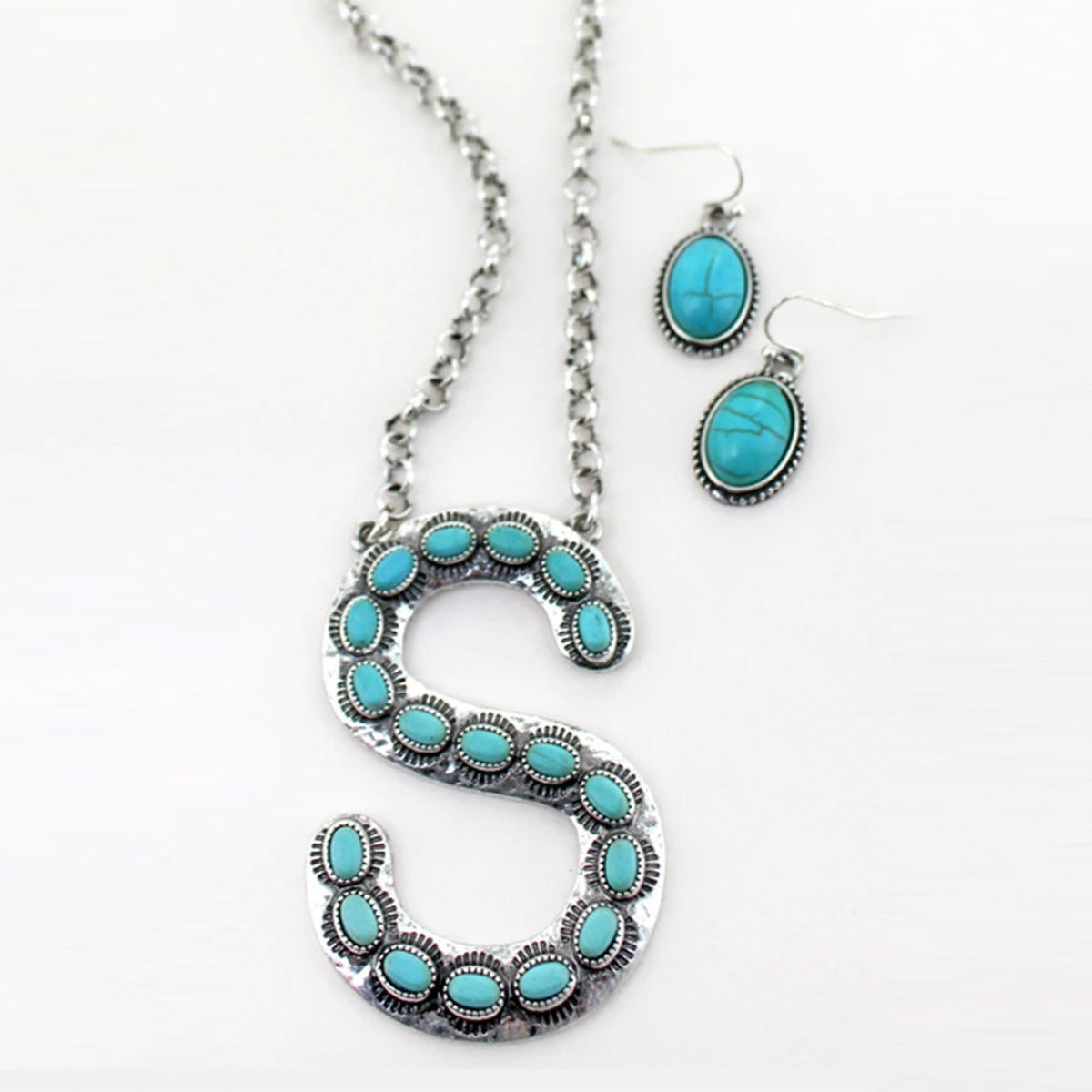 Turquoise Boho Vintage Cross Jewelry Set
