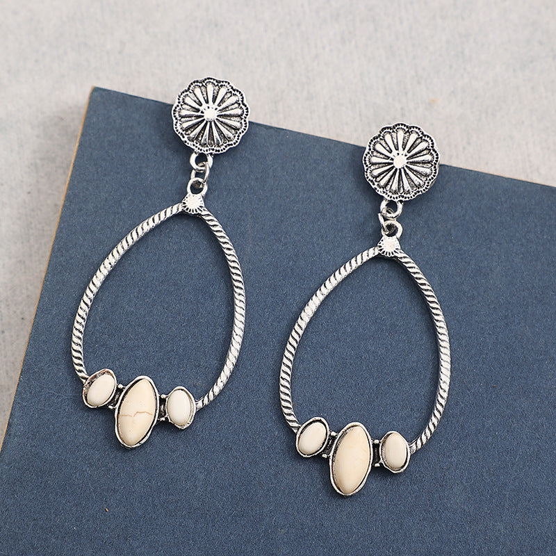 Turquoise Statement Floral Earrings - product image 14