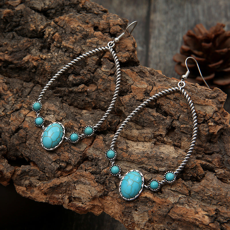 Turquoise Vintage Statement Cross Earrings - product image 2