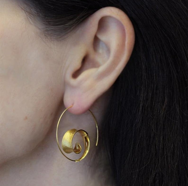 Trendy Personalized Spiral Leaf Earrings Women's Designer Earrings and Ear - product image 8