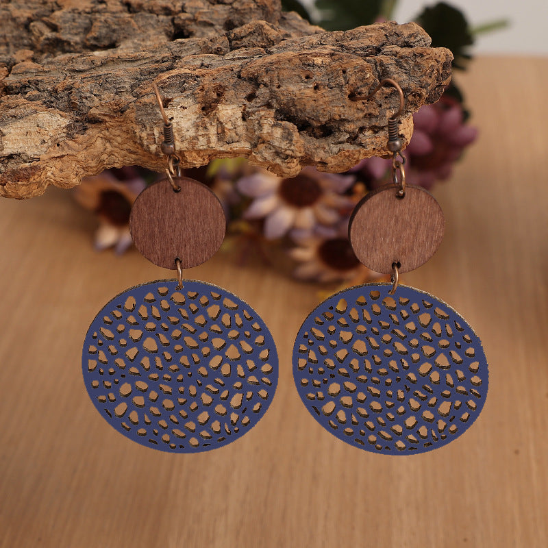 Boho Vintage Cross Wood Leather Earrings - product image 12