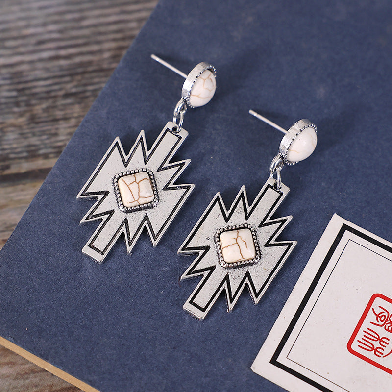 Turquoise Geometric Cross Earrings - product image 4