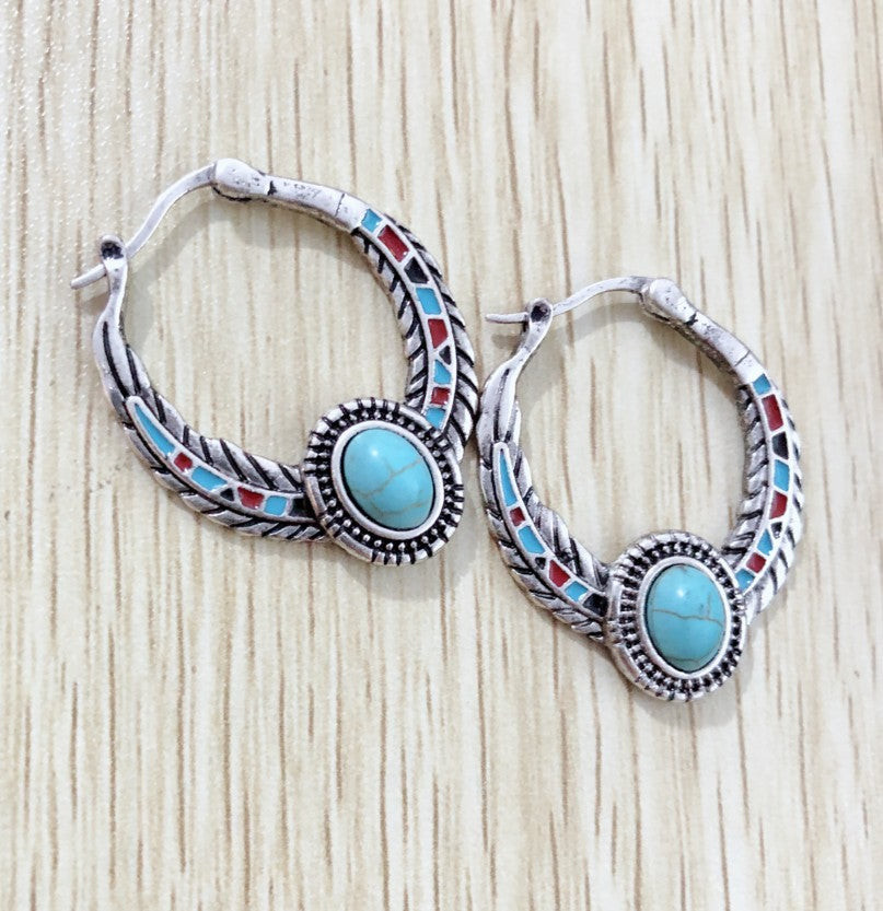 Turquoise Feather Earrings