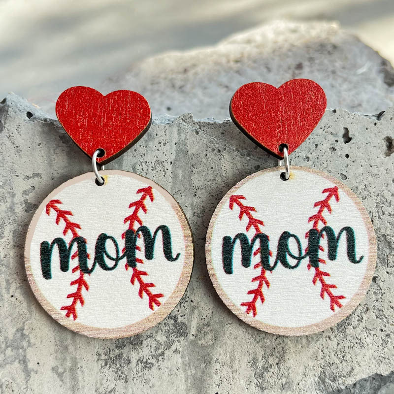 Heart Cross Wood Earrings