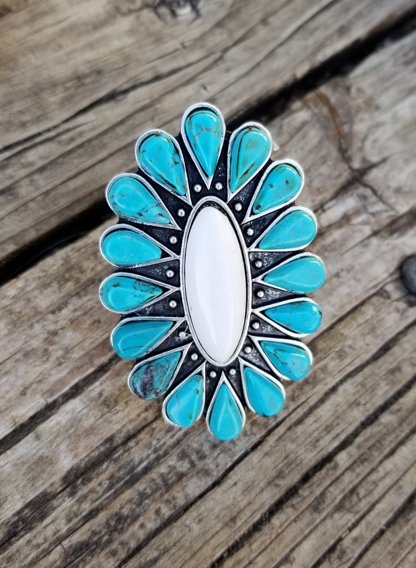 Turquoise Vintage Statement Cross Ring - product image 2