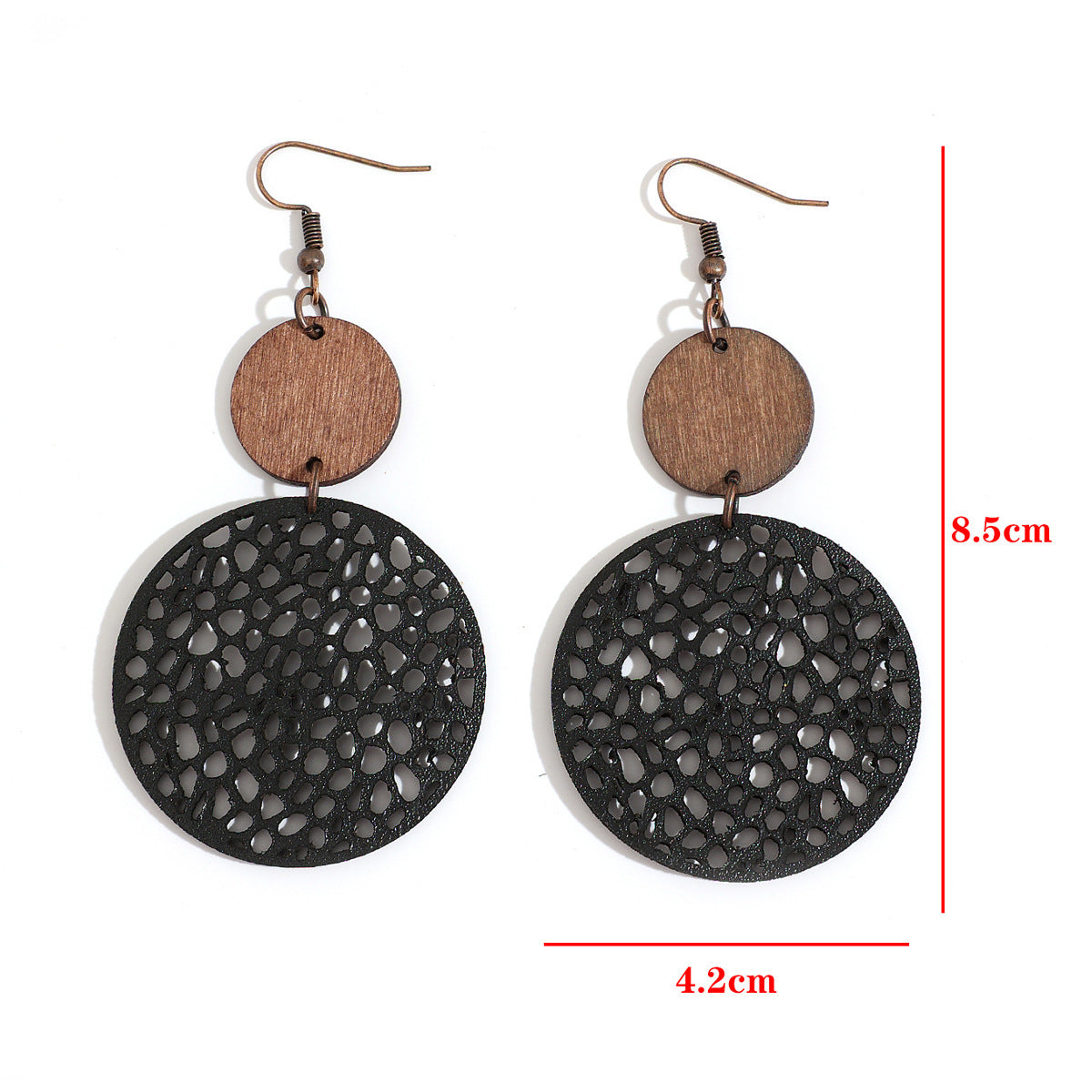 Boho Vintage Cross Wood Leather Earrings - product image 5