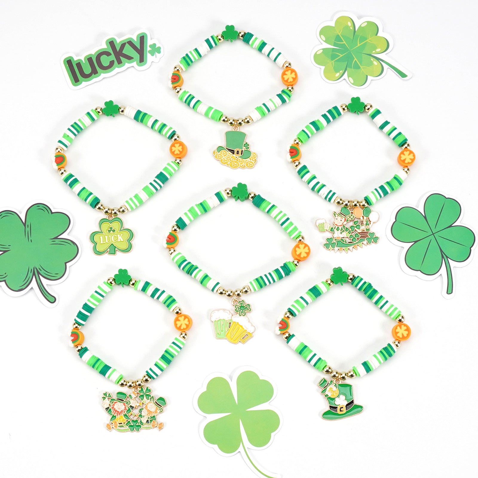 St. Patrick's Day Bracelet with A Fresh Green Clover Pendant and Lucky Letter - product image 1