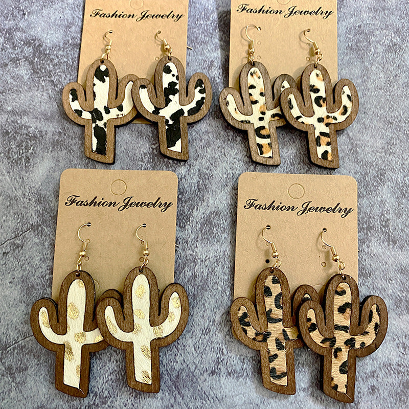 Western Horse Cactus Cross Leather Earrings - product image 1