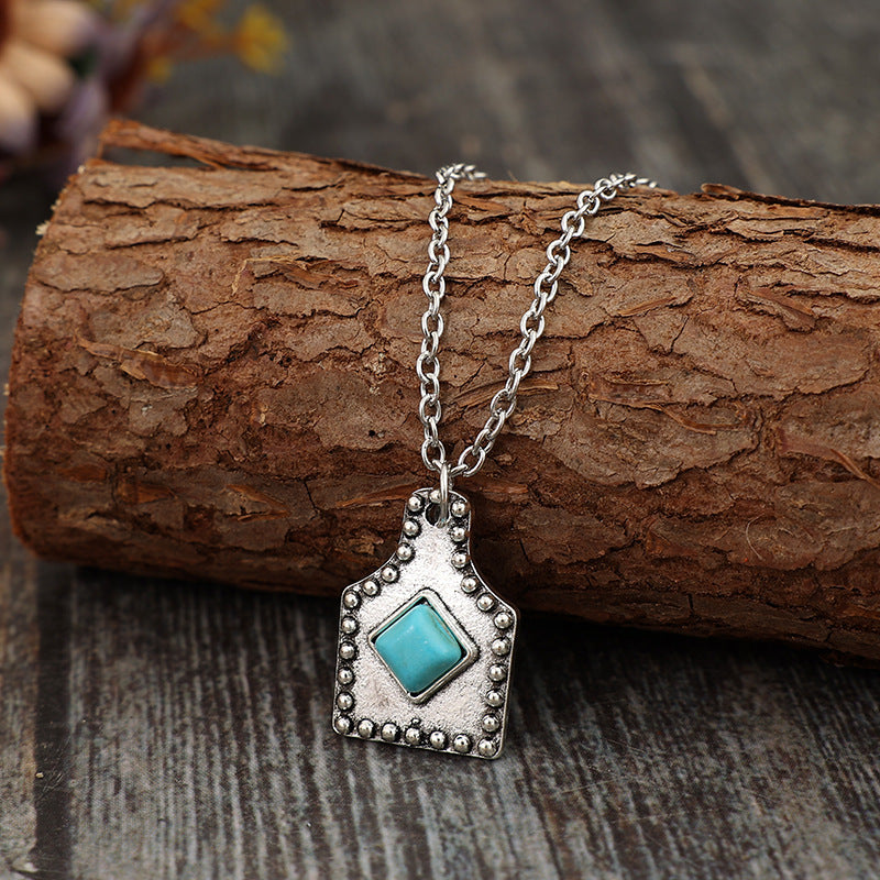 Western Turquoise Vintage Cross Wine Glass Necklace - product image 4