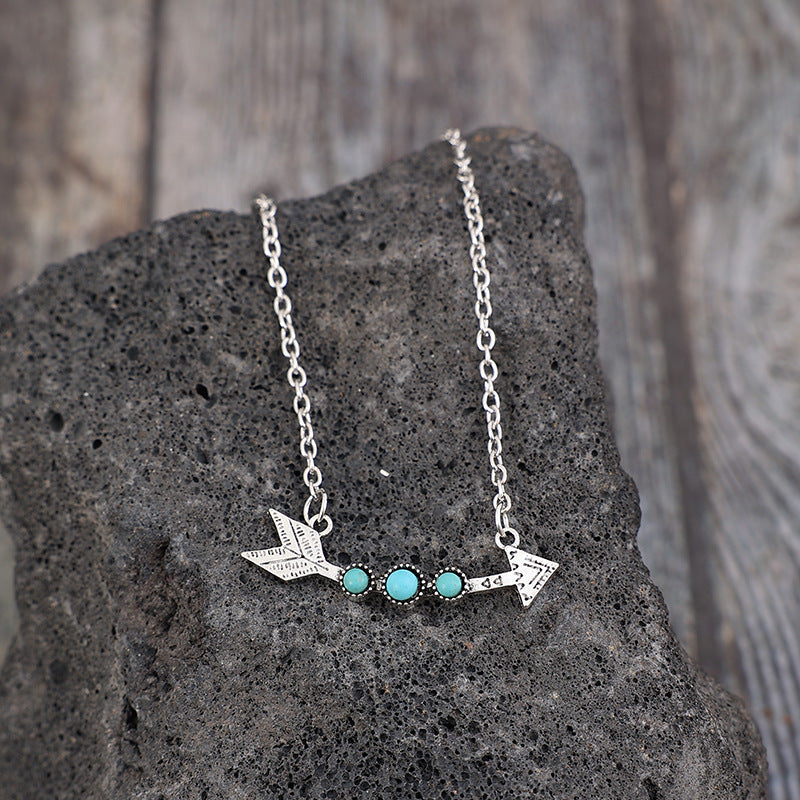 Turquoise Vintage Feather Cross Necklace - product image 2