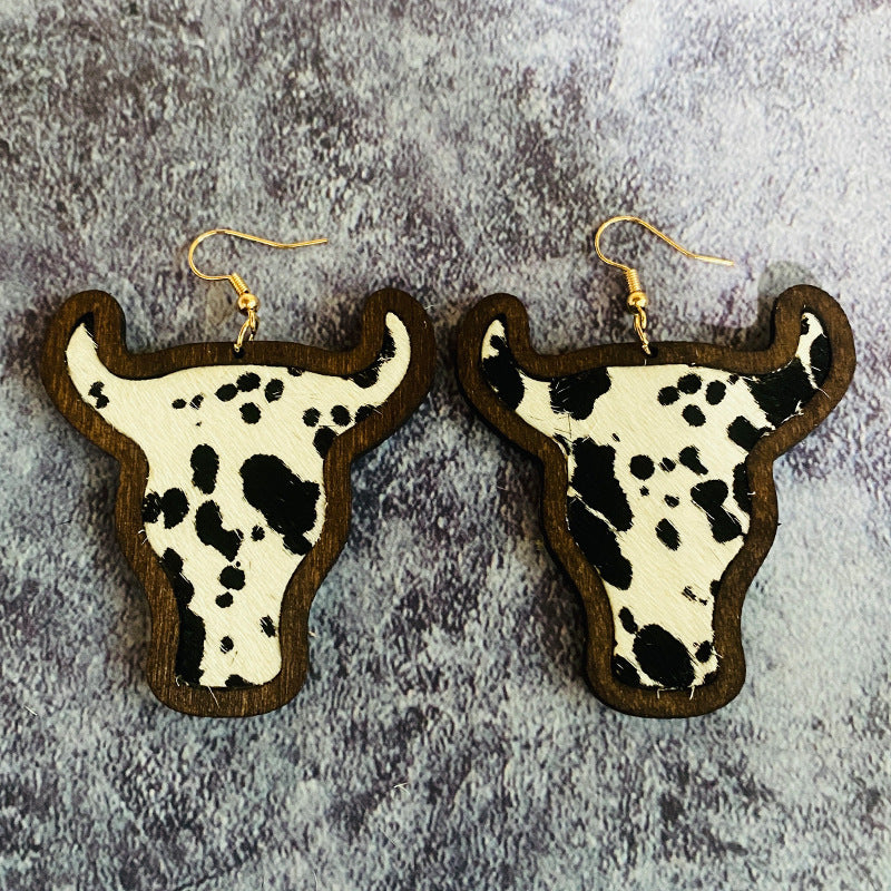 Western Vintage Cow Skull Horse Cross Earrings - product image 8