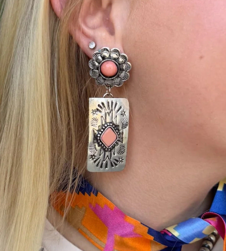 Turquoise Boho Floral Earrings - product image 6