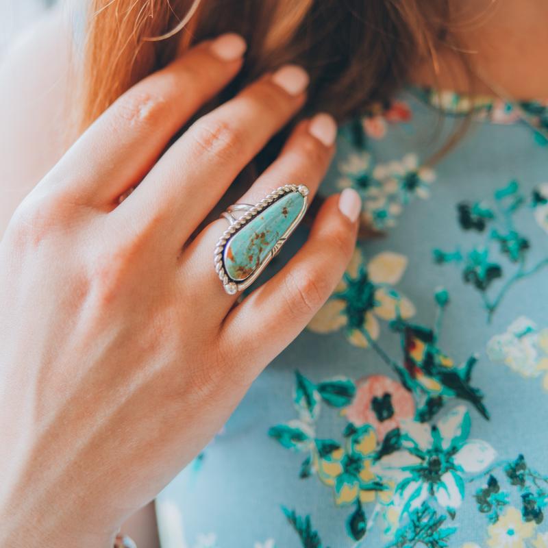 Turquoise Vintage Geometric Cross Ring - product image 6