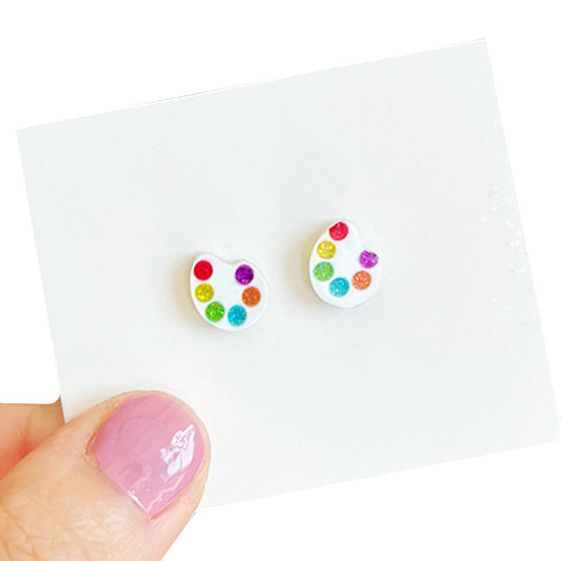 Products: Teacher Zhou's Small and Exquisite Sparkling Earrings - Apple