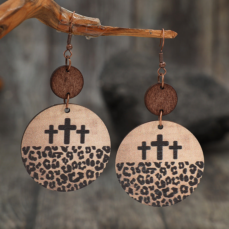 Vintage Cross Wood Earrings - product image 2