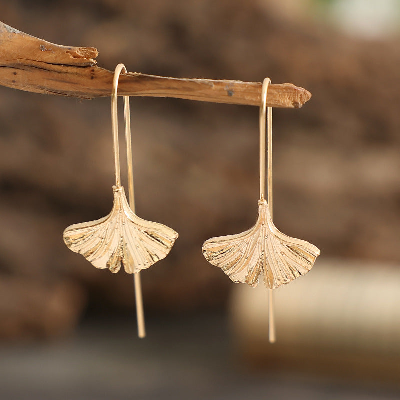 Forest-style Fresh Ginkgo Leaf Earrings - Ear Hooks for Women - Niche -
