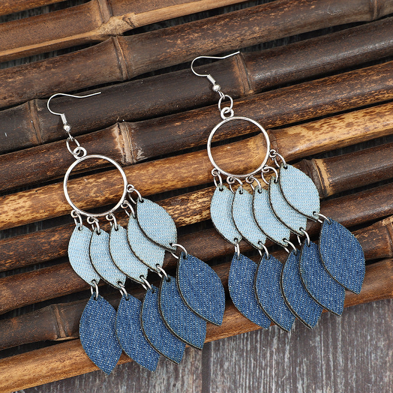 Vintage Statement Cross Leather Earrings - product image 3