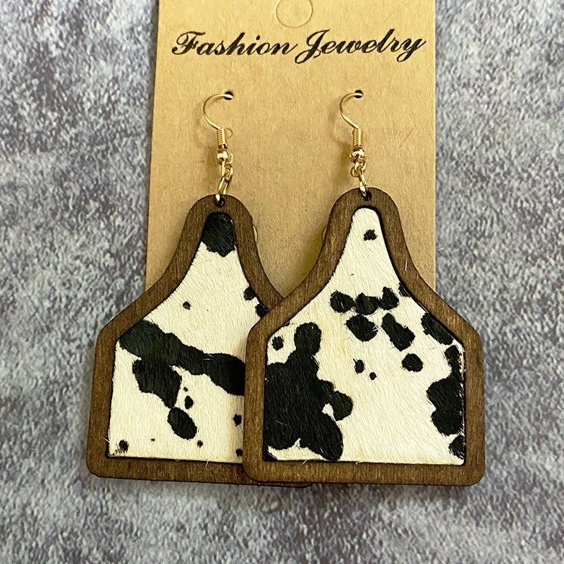 Western Boho Horse Cross Leather Earrings