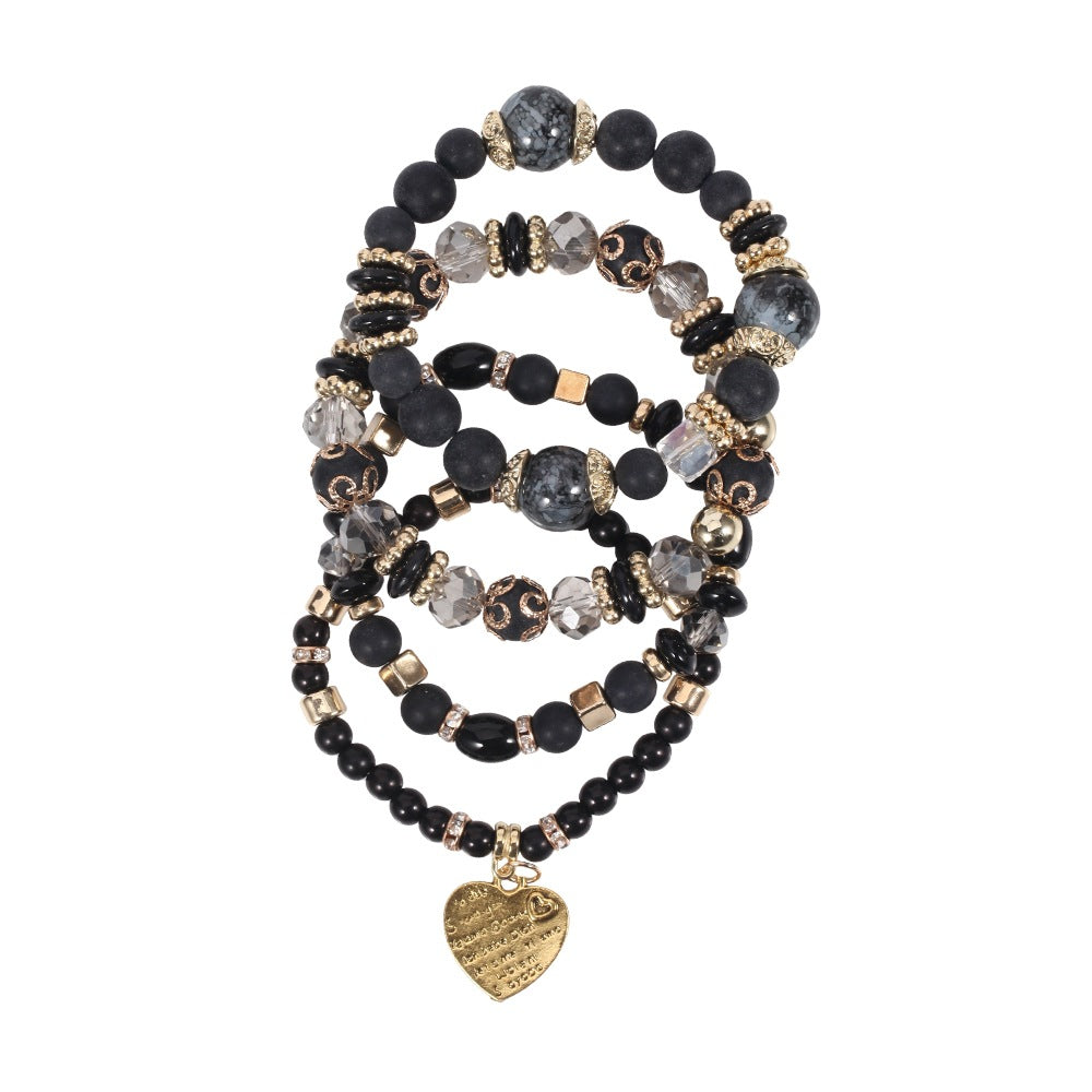 Boho Heart Cross Beaded Crystal Necklace for Women