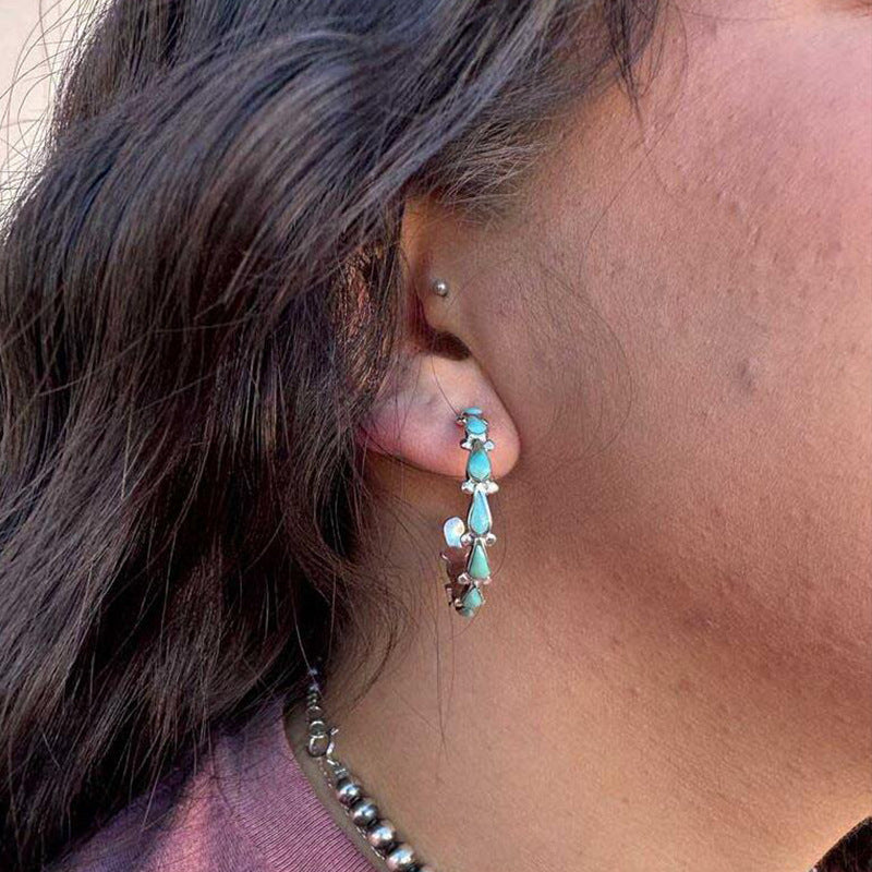 Western Turquoise Statement Cross Earrings - product image 3