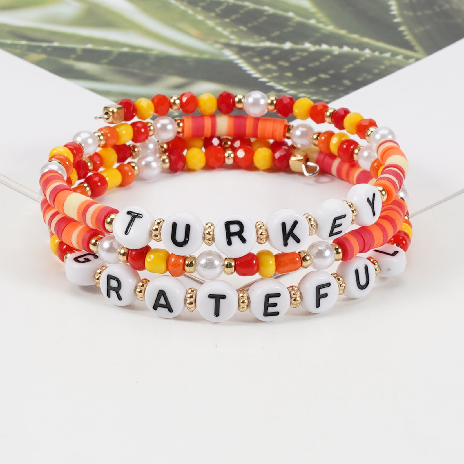 Thanksgiving Bracelet Autumn Maple Leaf Turkey Pumpkin Cartoon Cute Twisted