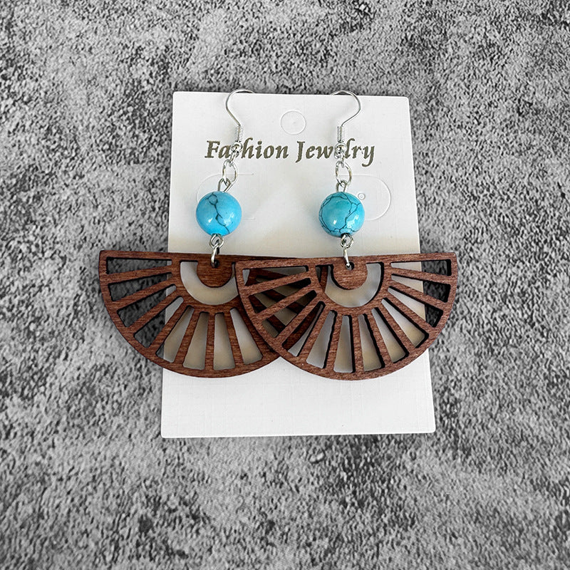 Turquoise Boho Cross Wood Earrings - product image 8