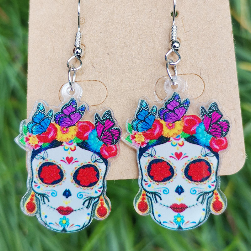 Floral Cross Butterfly Acrylic Earrings - product image 2