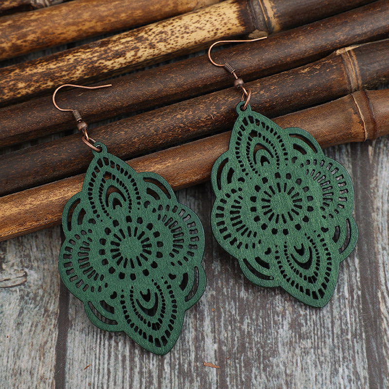 Vintage Floral Cross Wood Earrings - product image 15