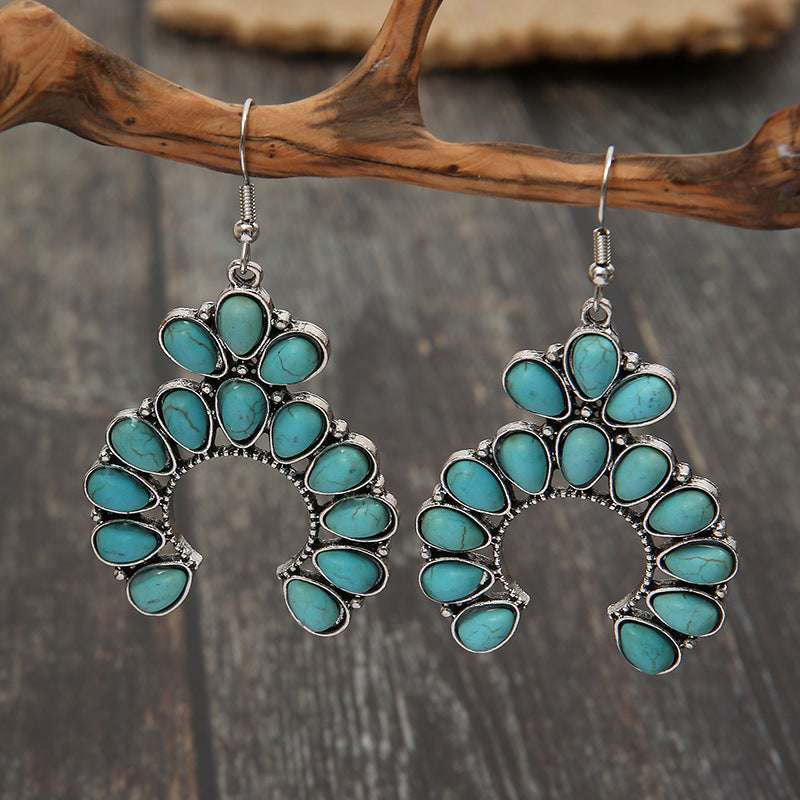 Turquoise Boho Vintage Cross Earrings for Women - product image 1