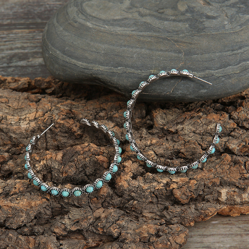 Turquoise Vintage Statement Geometric Cross Earrings - product image 4