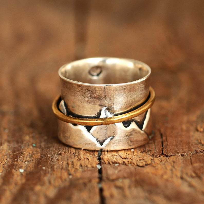 Vintage Moon Cross Ring