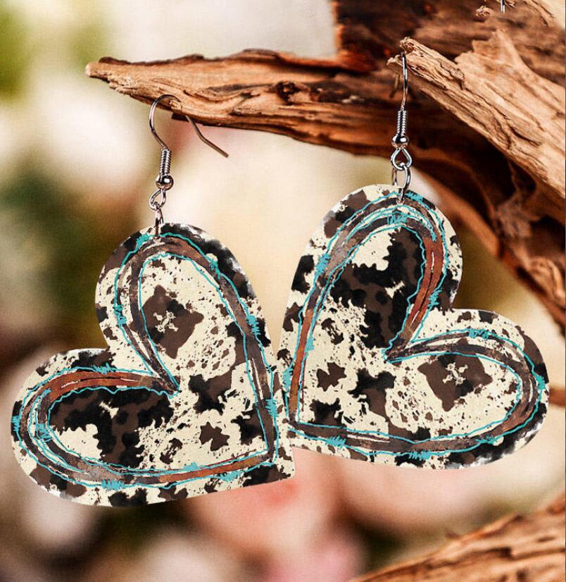 Heart Cross Leather Earrings
