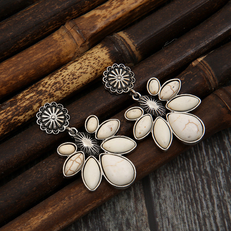 Turquoise Boho Vintage Floral Cross Earrings - product image 8