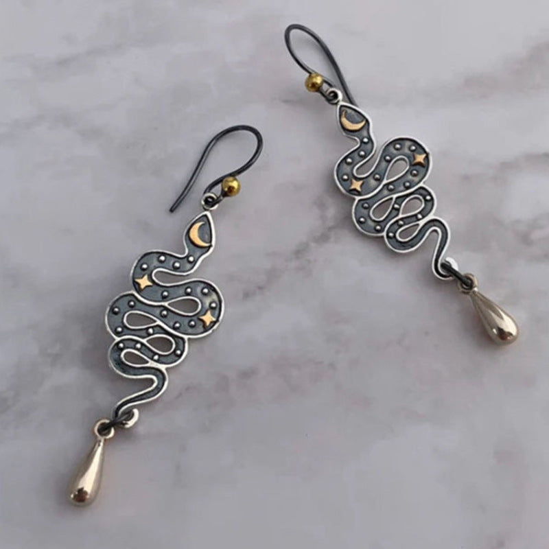 Vintage Moon Cross Earrings