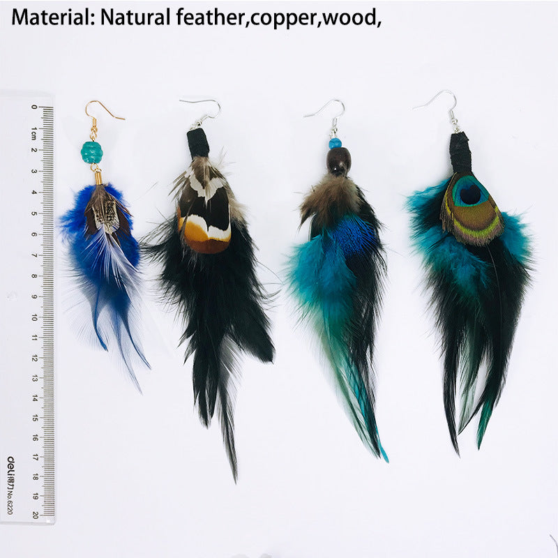 Boho Vintage Feather Beaded Earrings - product image 2