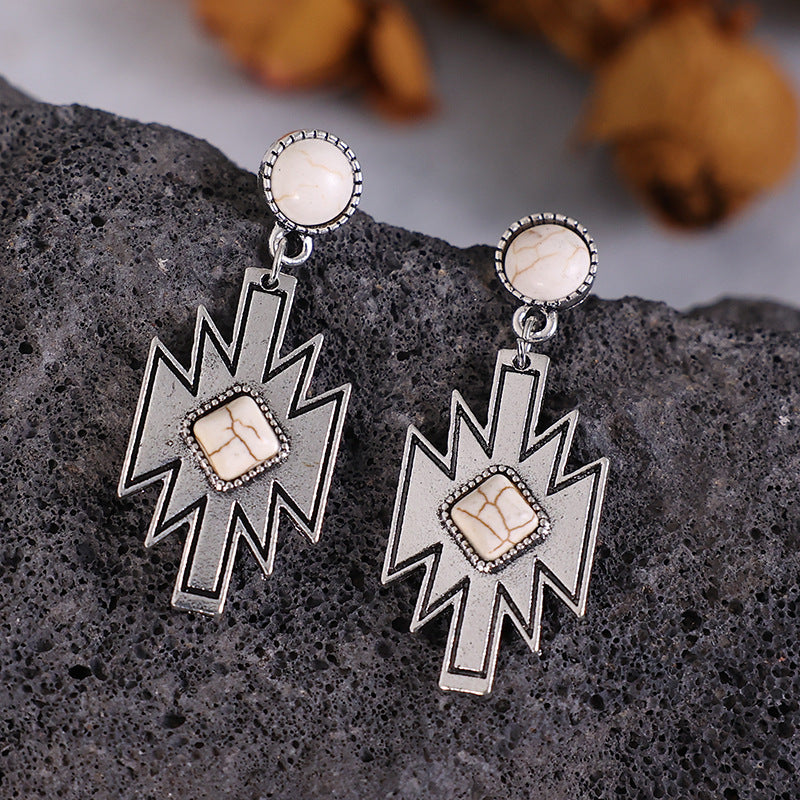 Turquoise Geometric Cross Earrings - product image 7