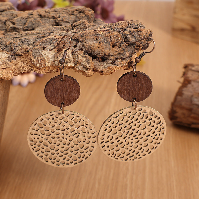 Boho Vintage Cross Wood Leather Earrings - product image 20