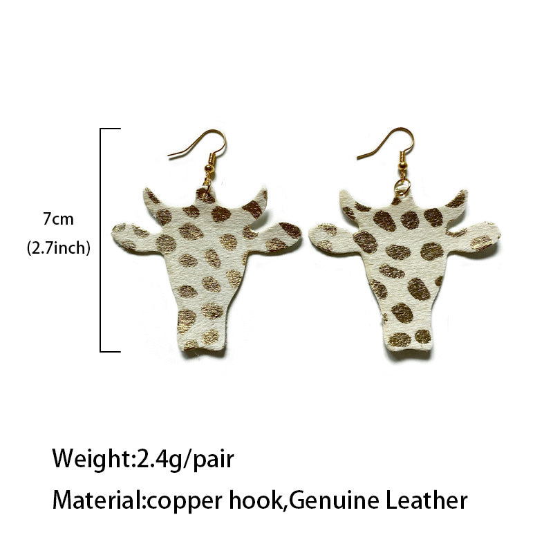 Western Vintage Cow Skull Horse Cross Earrings