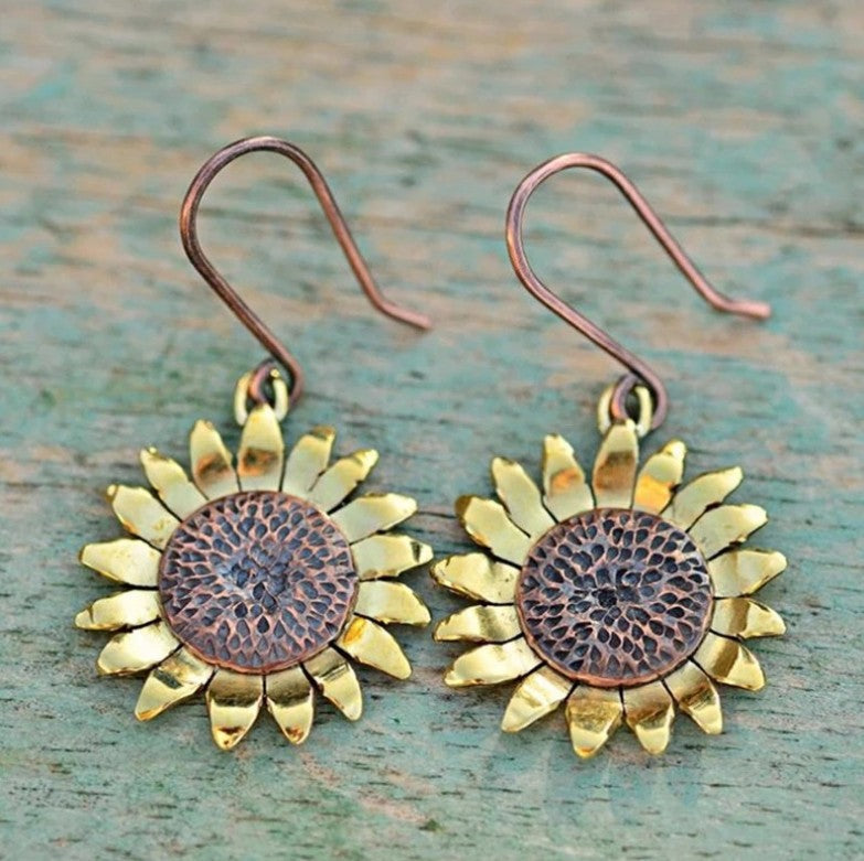 Vintage Floral Cross Earrings