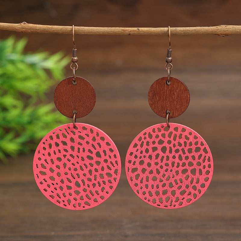 Boho Vintage Cross Wood Earrings