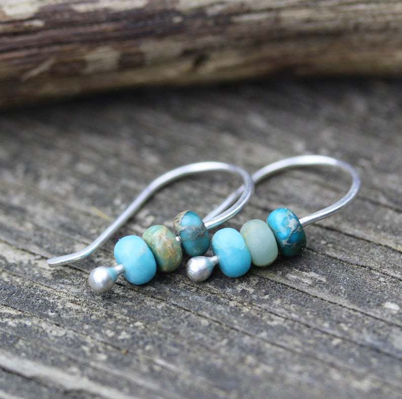 Turquoise Vintage Cross Beaded Earrings - product image 5
