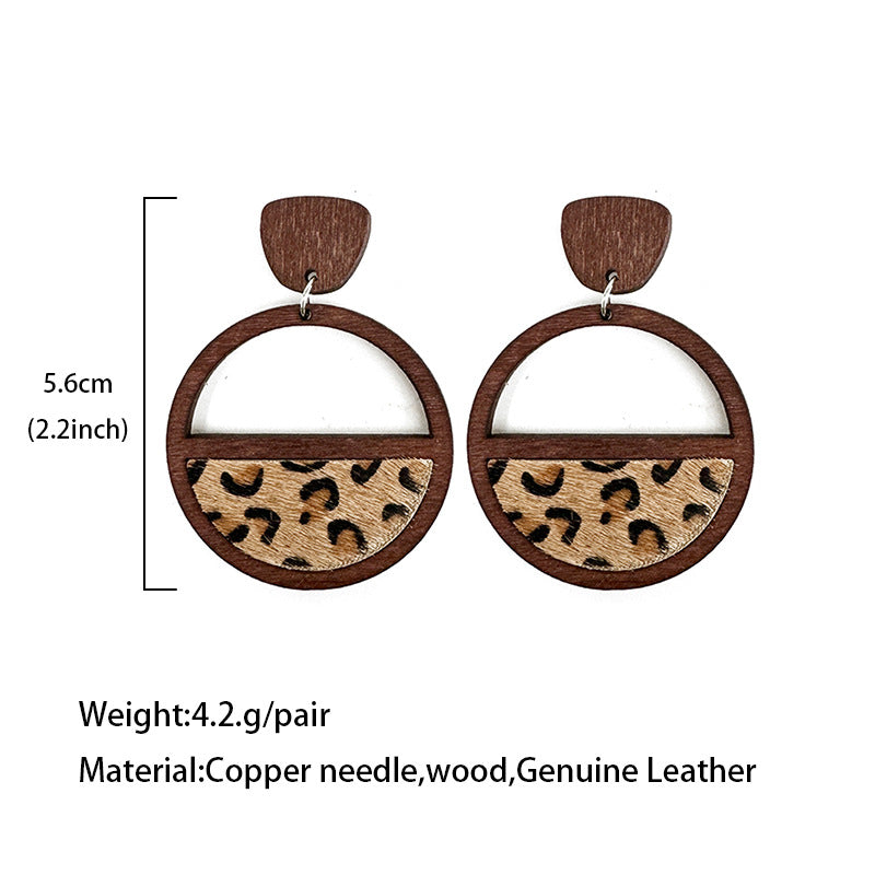 Western Statement Geometric Cross Leather Earrings - product image 4