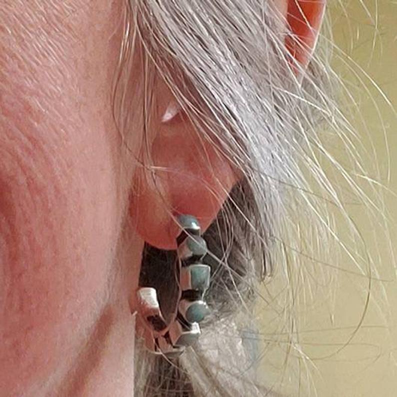 Turquoise Boho Vintage Statement Cross Earrings